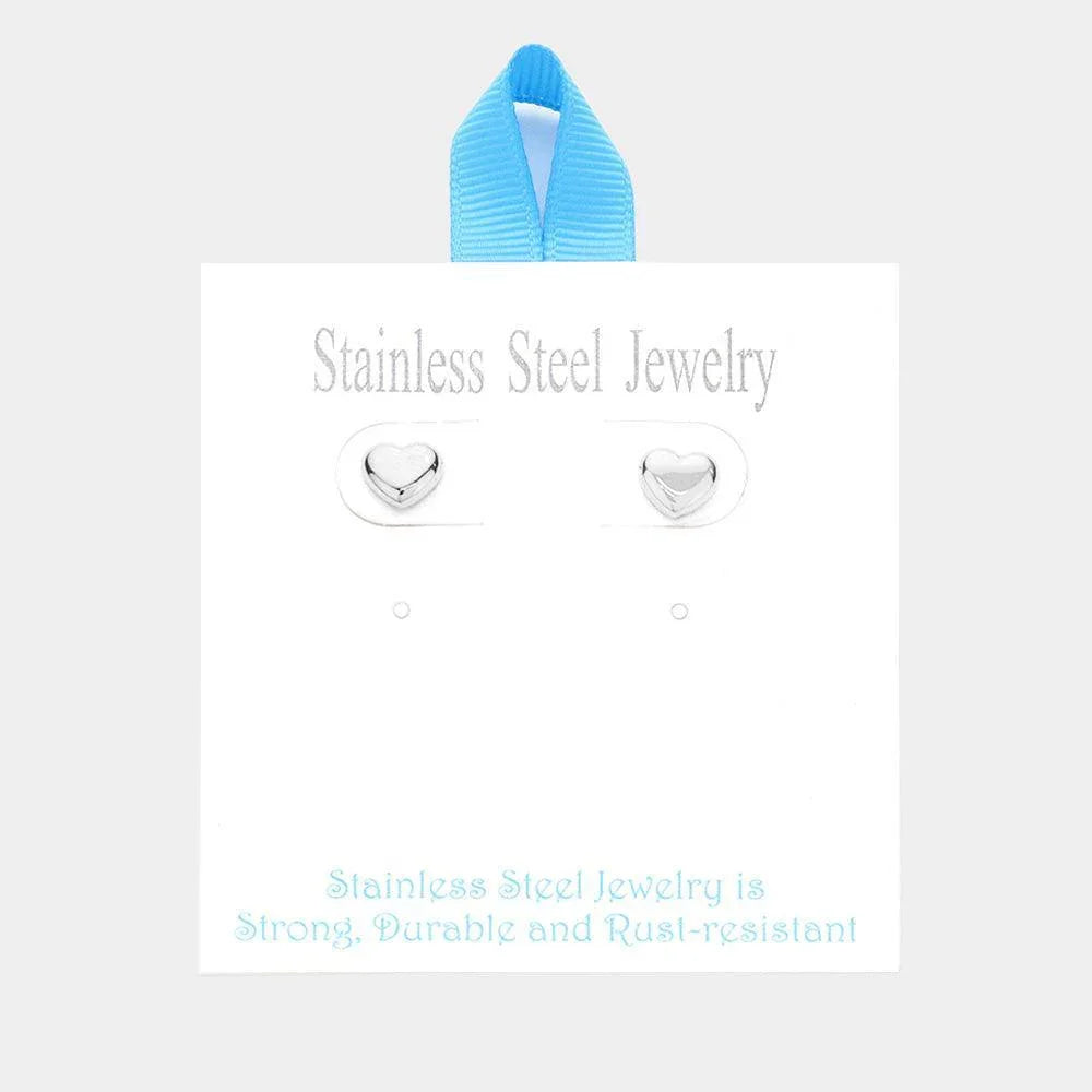 Stainless Steel Heart Stud Earrings - Jewelry Store by Erik Rayo