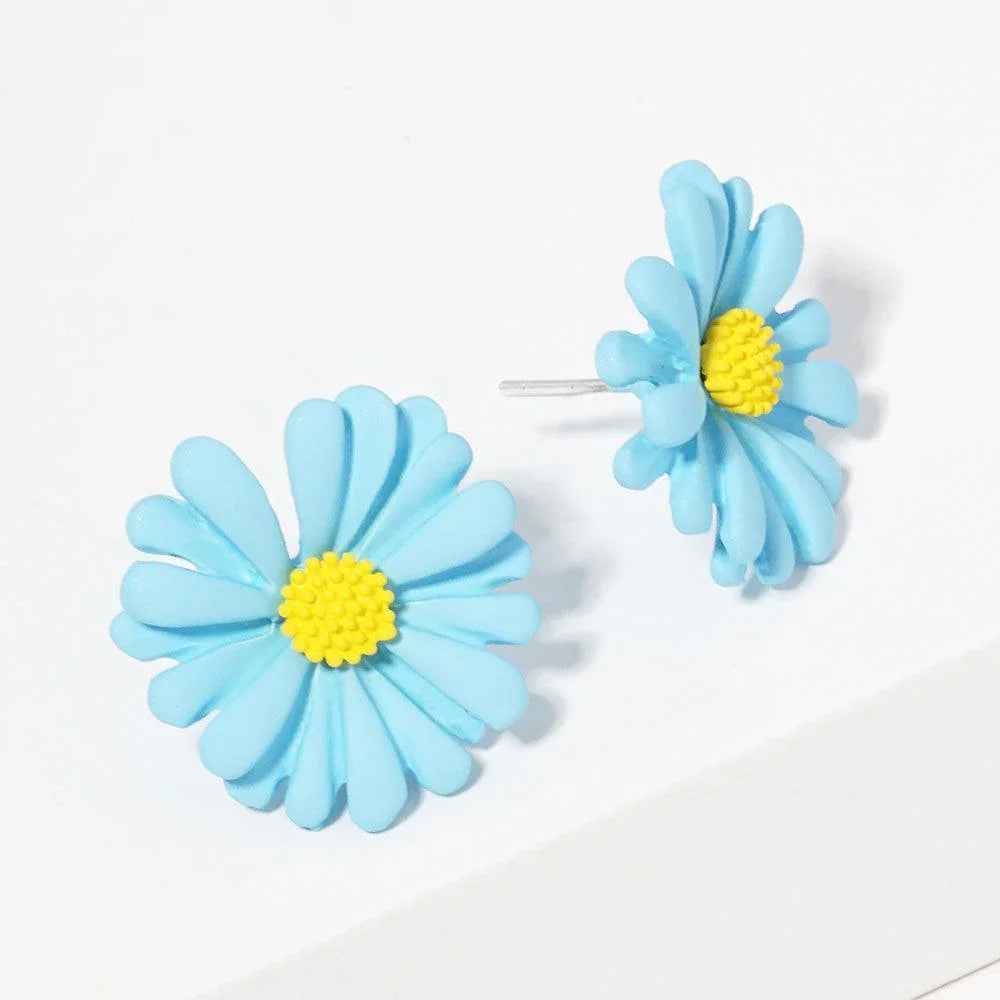 Silver Gold Dipped Bloom Flower Stud Earrings - Jewelry Store by Erik Rayo