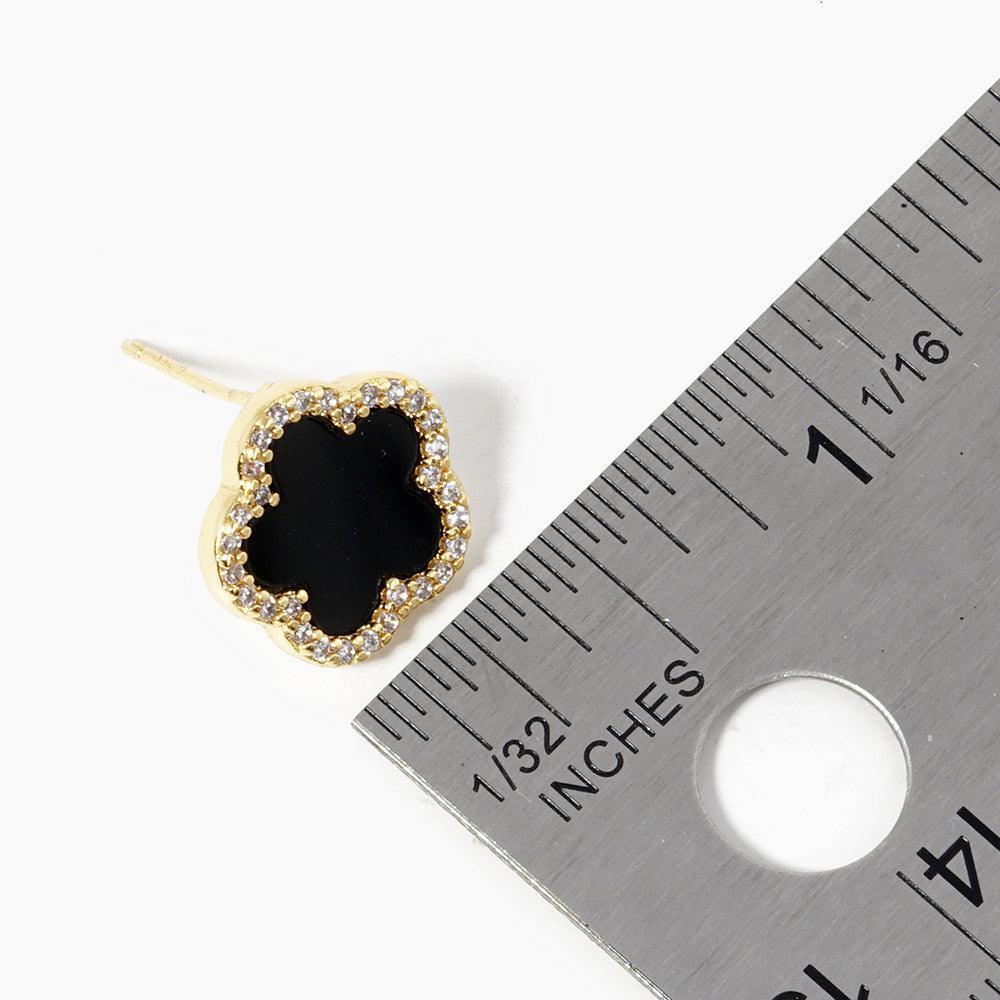 Turquoise Gold Dipped Rhinestone Trimmed Flower Stud Earrings - Jewelry Store by Erik Rayo