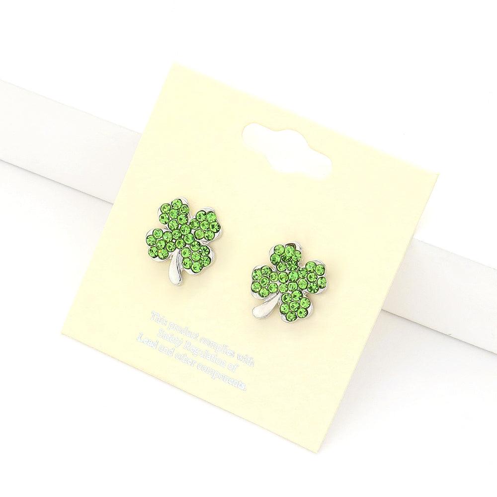 Crystal Pave Clover Stud Earrings
