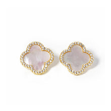 Load image into Gallery viewer, White Gold Dipped Quatrefoil Stud Earrings
