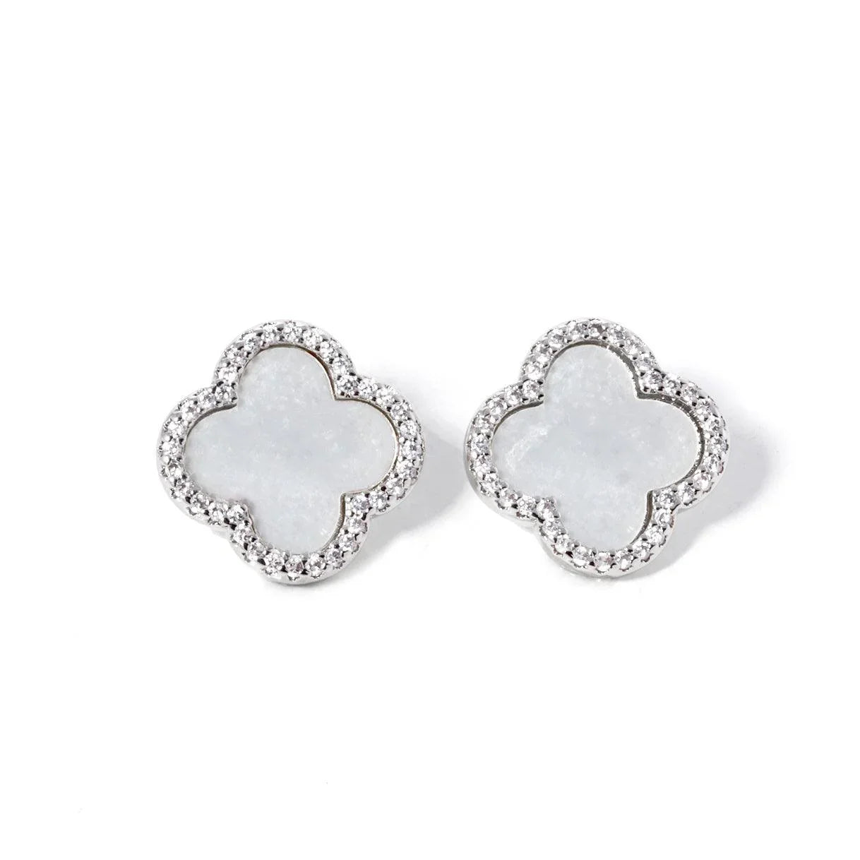 White White Gold Dipped Quatrefoil Stud Earrings - Jewelry Store by Erik Rayo