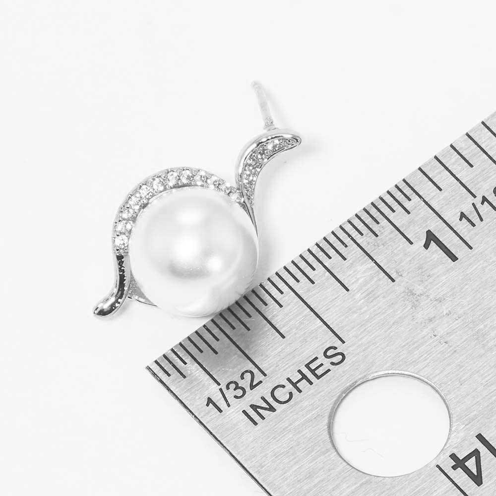 White White Gold Dipped CZ Pearl Stud Earrings - Jewelry Store by Erik Rayo