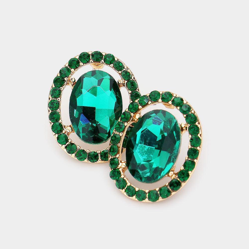 Oval Stone Accented Evening Stud Earrings - Jewelry Store by Erik Rayo