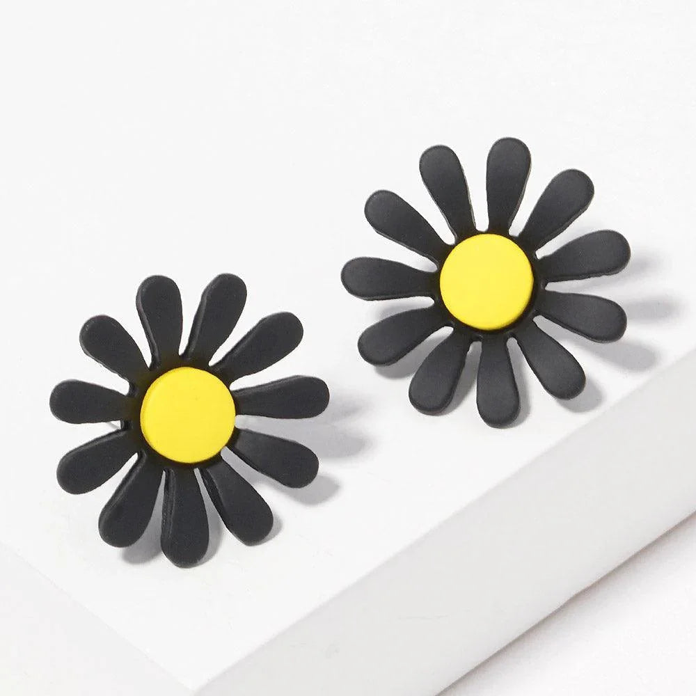 Silver Gold Dipped Flower Stud Earrings - Jewelry Store by Erik Rayo