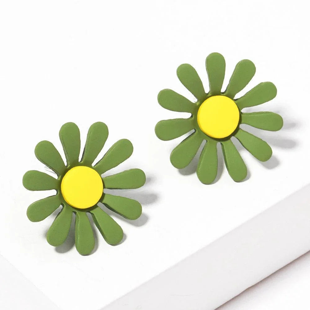 Silver Gold Dipped Flower Stud Earrings - Jewelry Store by Erik Rayo
