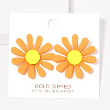 Load image into Gallery viewer, Orange Gold Dipped Flower Stud Earrings
