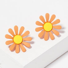 Load image into Gallery viewer, Orange Gold Dipped Flower Stud Earrings
