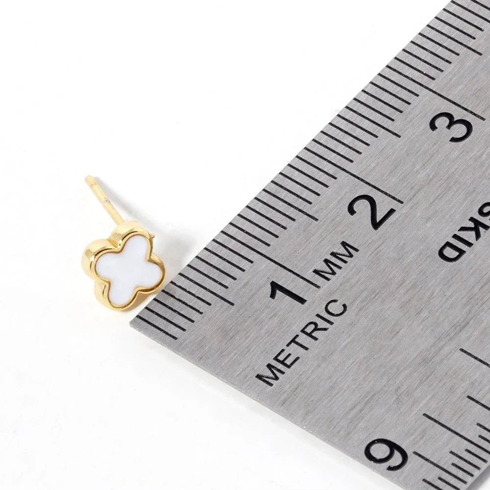 Green Gold Dipped Quatrefoil Stud Earrings - Jewelry Store by Erik Rayo