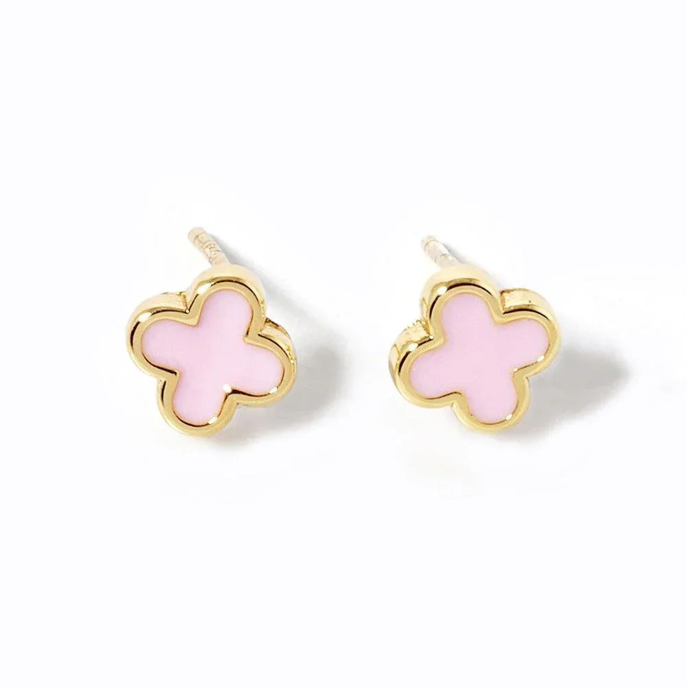 Pink Gold Dipped Quatrefoil Stud Earrings - Jewelry Store by Erik Rayo