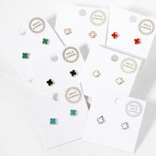 Load image into Gallery viewer, White Gold Dipped Quatrefoil Stud Earrings
