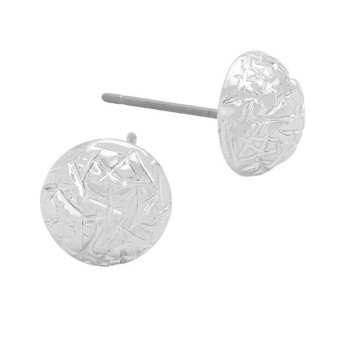 Textured metal dome stud earrings