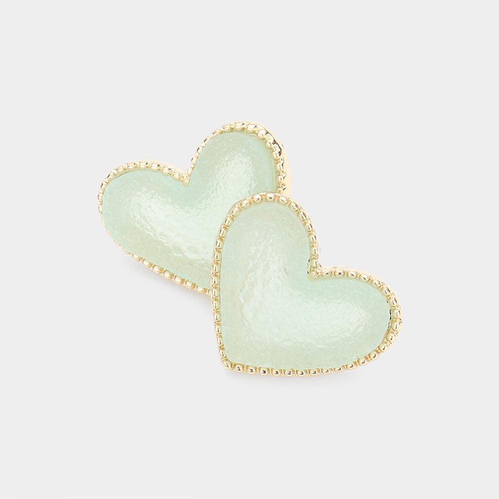 Druzy Heart Stud Earrings - Jewelry Store by Erik Rayo