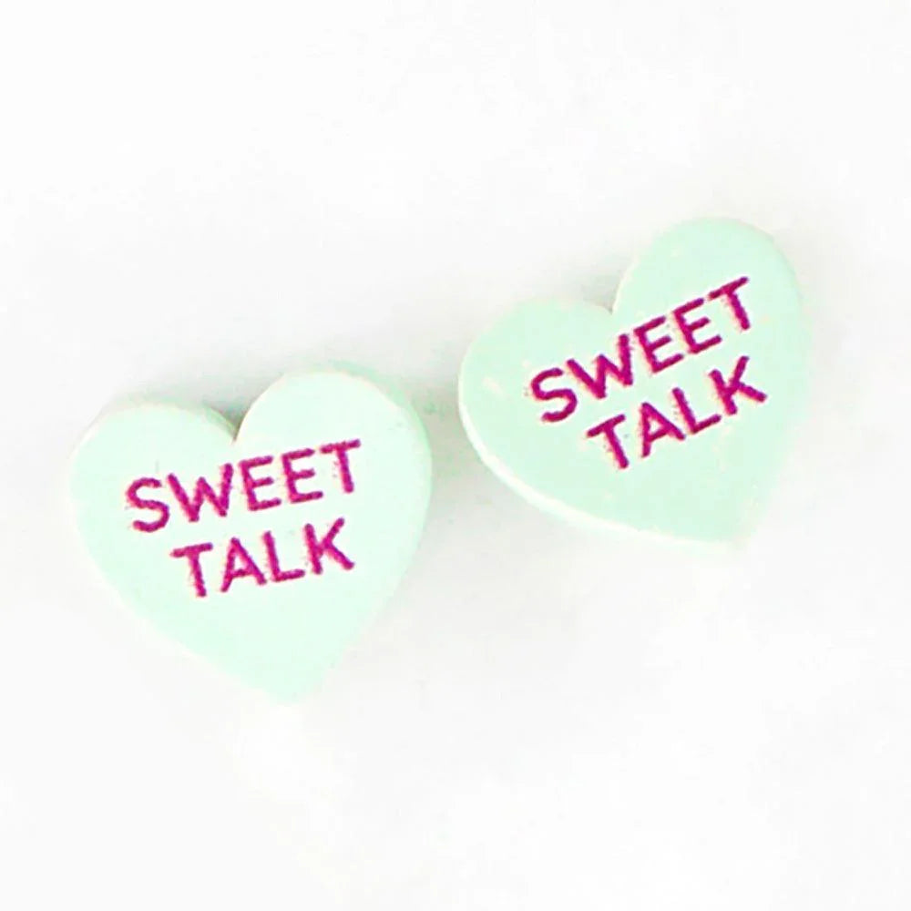 Sweet Talk Message Heart Stud Earrings - Jewelry Store by Erik Rayo