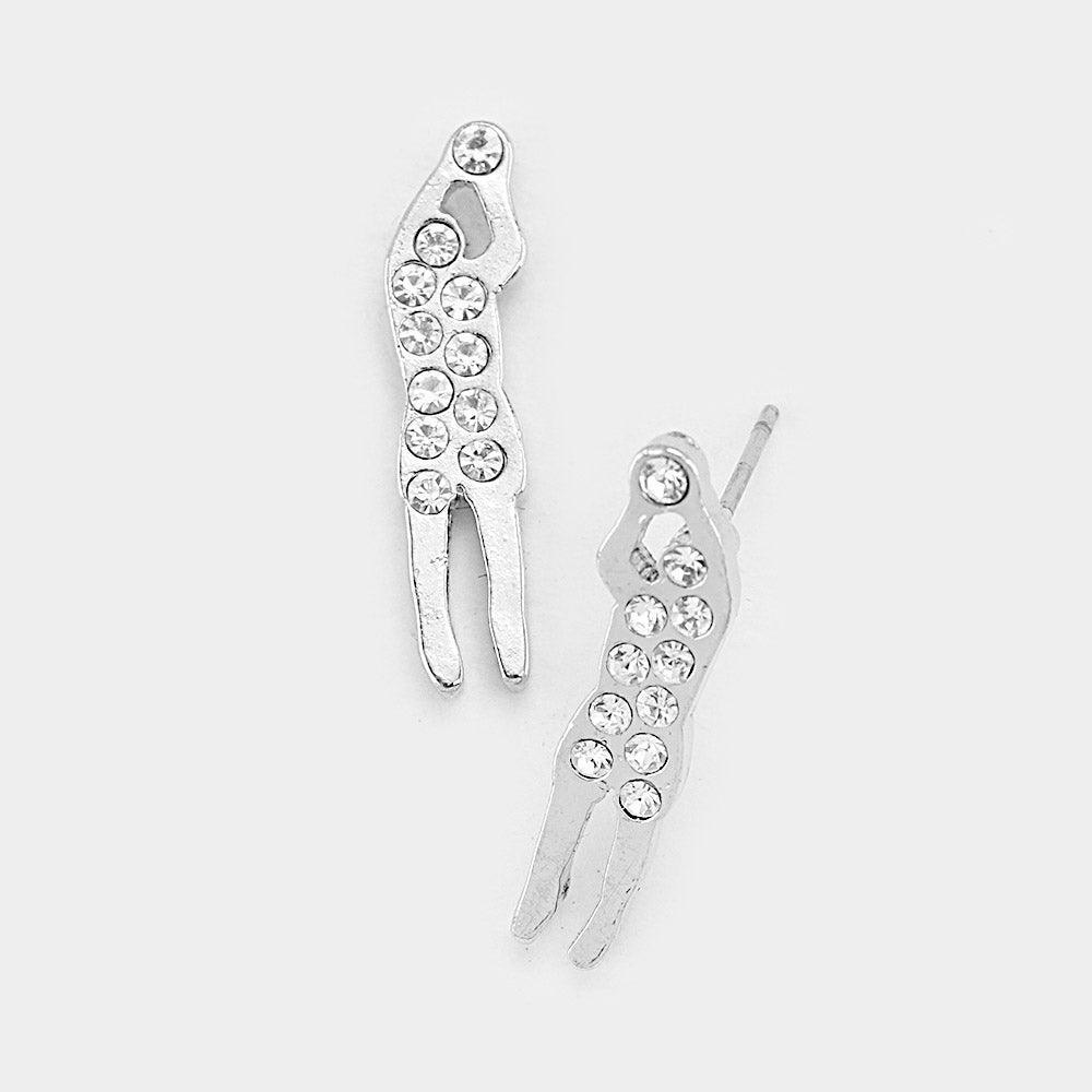 Silver White Gold Dipped CZ Cubic Zirconia Dunk Shoot Stud Earrings - Jewelry Store by Erik Rayo