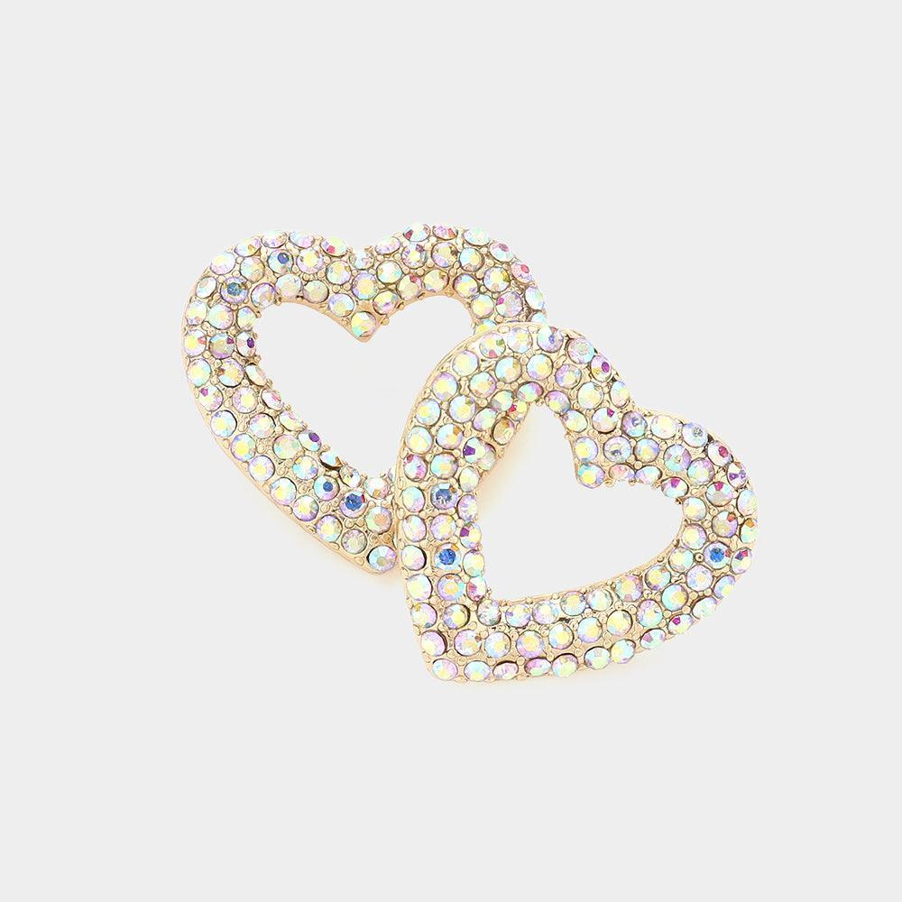 Stone Paved Open Heart Stud Earrings - Jewelry Store by Erik Rayo
