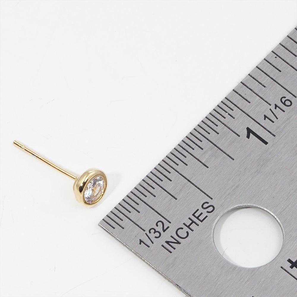 Silver Gold Dipped CZ Stone Bezel Stud Earrings - Jewelry Store by Erik Rayo