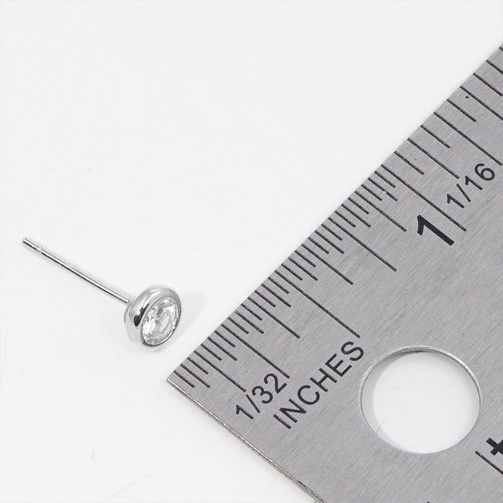 Silver White Gold Dipped CZ Stone Bezel Stud Earrings - Jewelry Store by Erik Rayo