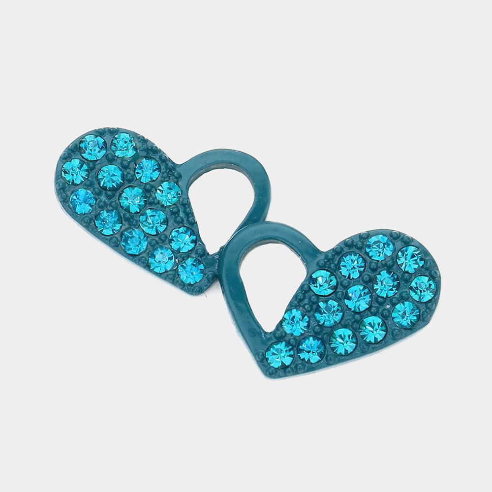 Pave Heart Stud Earrings - Jewelry Store by Erik Rayo