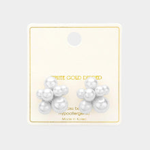 Load image into Gallery viewer, Silver White Gold Dipped Pearl Cluster Stud Earrings
