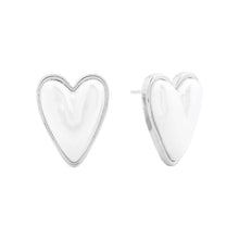 Load image into Gallery viewer, Silver White Gold Dipped  Pearl Heart Stud Earrings
