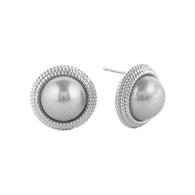 Load image into Gallery viewer, Silver White Gold Dipped Pearl Button Stud Earrings
