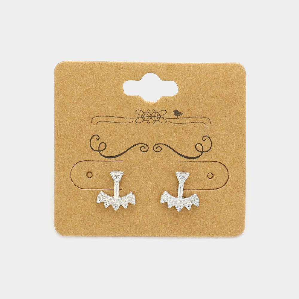 Metal aztec pattern stud earrings - Jewelry Store by Erik Rayo