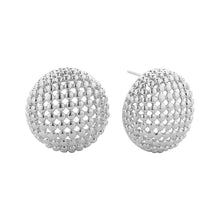 Load image into Gallery viewer, Silver White Gold Dipped Beaded Circle Stud Earrings
