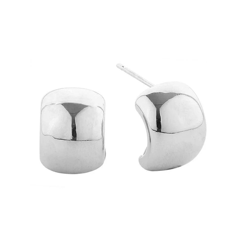Silver White Gold Dipped Round Square Stud Earrings - Jewelry Store by Erik Rayo