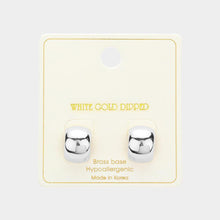 Load image into Gallery viewer, Silver White Gold Dipped Round Square Stud Earrings
