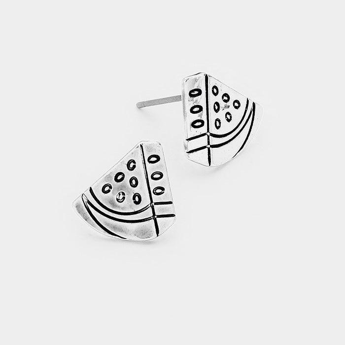 Vintage Watermelon Metal Stud Earrings - Jewelry Store by Erik Rayo
