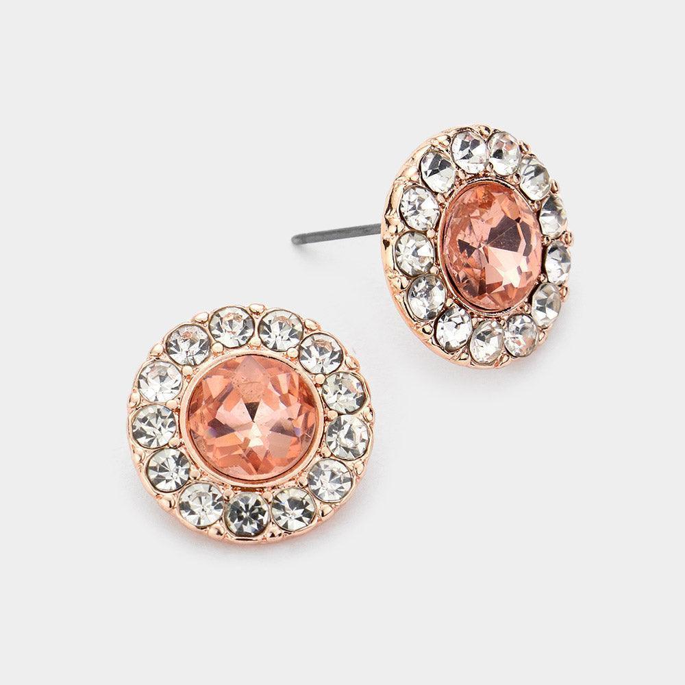 Peach Bubble Stone Embellished Round Stud Earrings - Jewelry Store by Erik Rayo