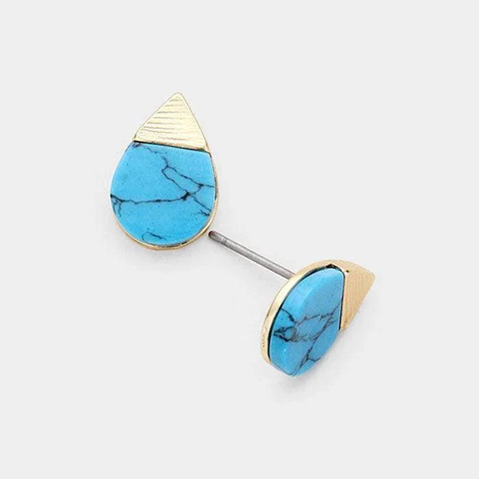 Turquoise Turquoise Accented Teardrop Stud Earrings - Jewelry Store by Erik Rayo