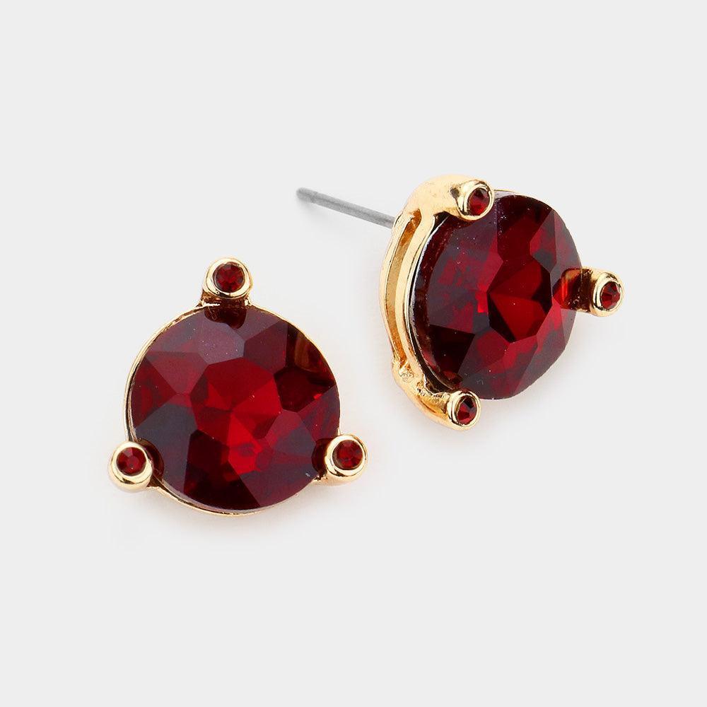 Round Stone Stud Earrings - Jewelry Store by Erik Rayo