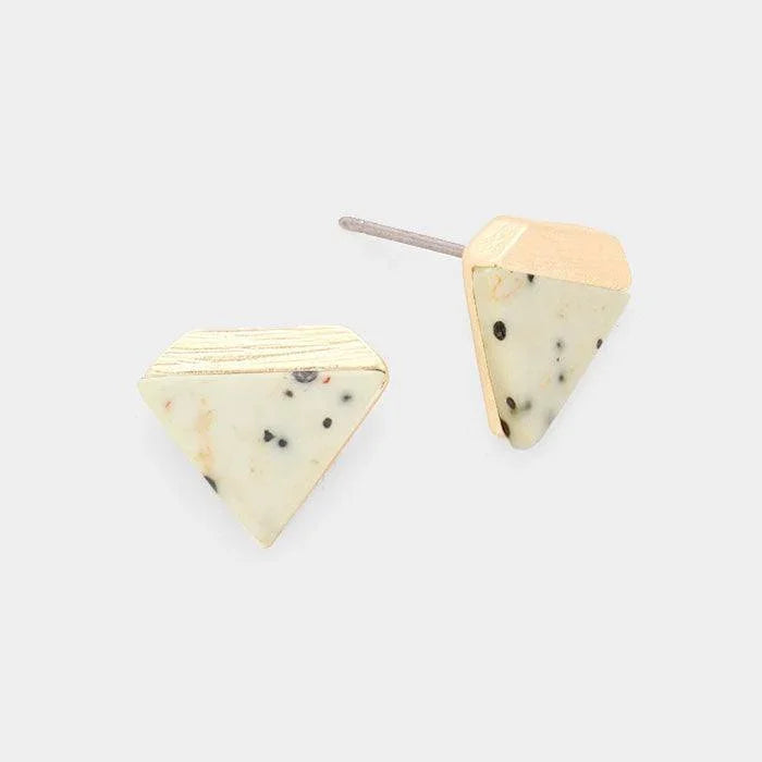 Black Geometric Natural Stone Stud Earrings - Jewelry Store by Erik Rayo