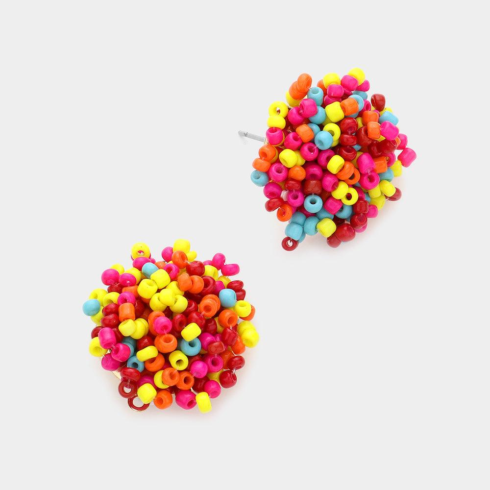 Seed Bead Cluster Stud Earrings