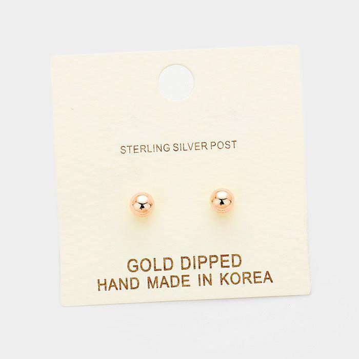 Rose Gold 4mm Gold Dipped Metal Ball Stud Earrings - Jewelry Store by Erik Rayo