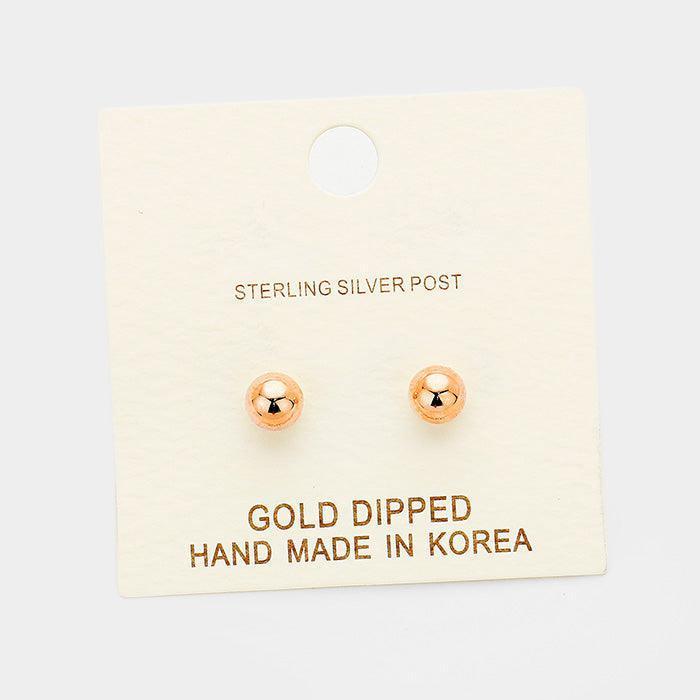 Rose Gold 5mm Gold Dipped Metal Ball Stud Earrings - Jewelry Store by Erik Rayo