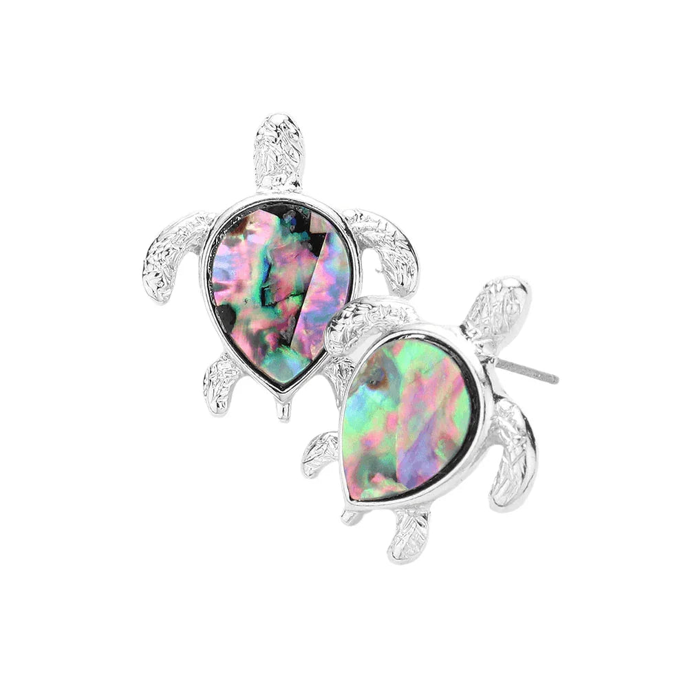 Abalone Turtle Stud Earrings - Jewelry Store by Erik Rayo