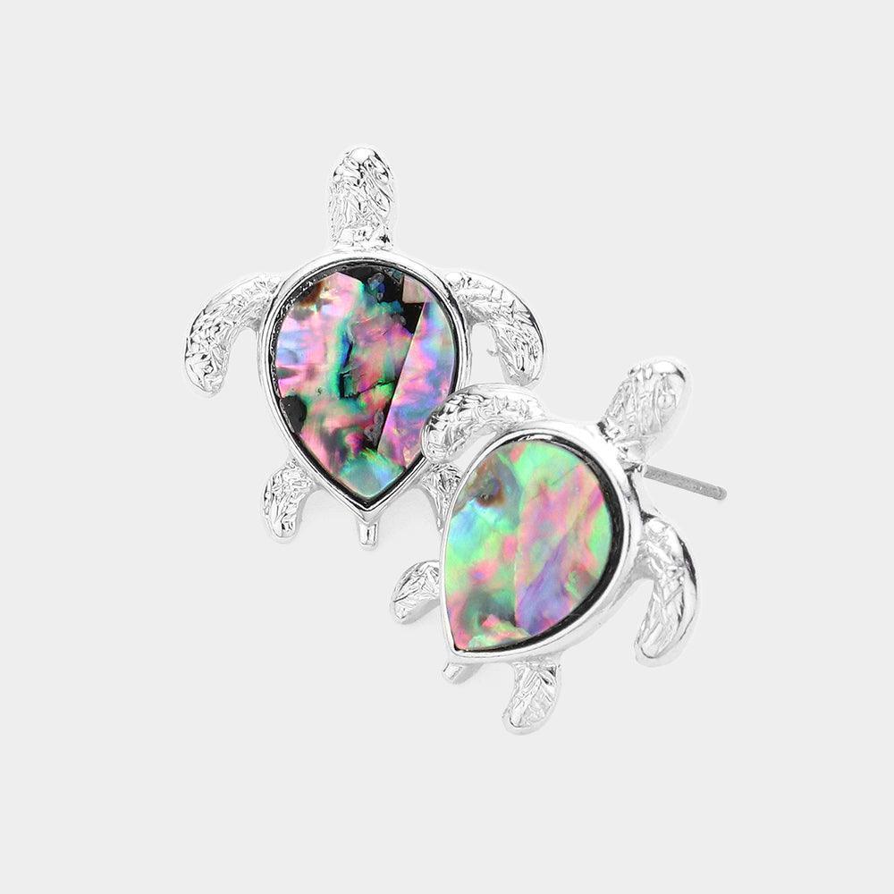 Abalone Turtle Stud Earrings - Jewelry Store by Erik Rayo