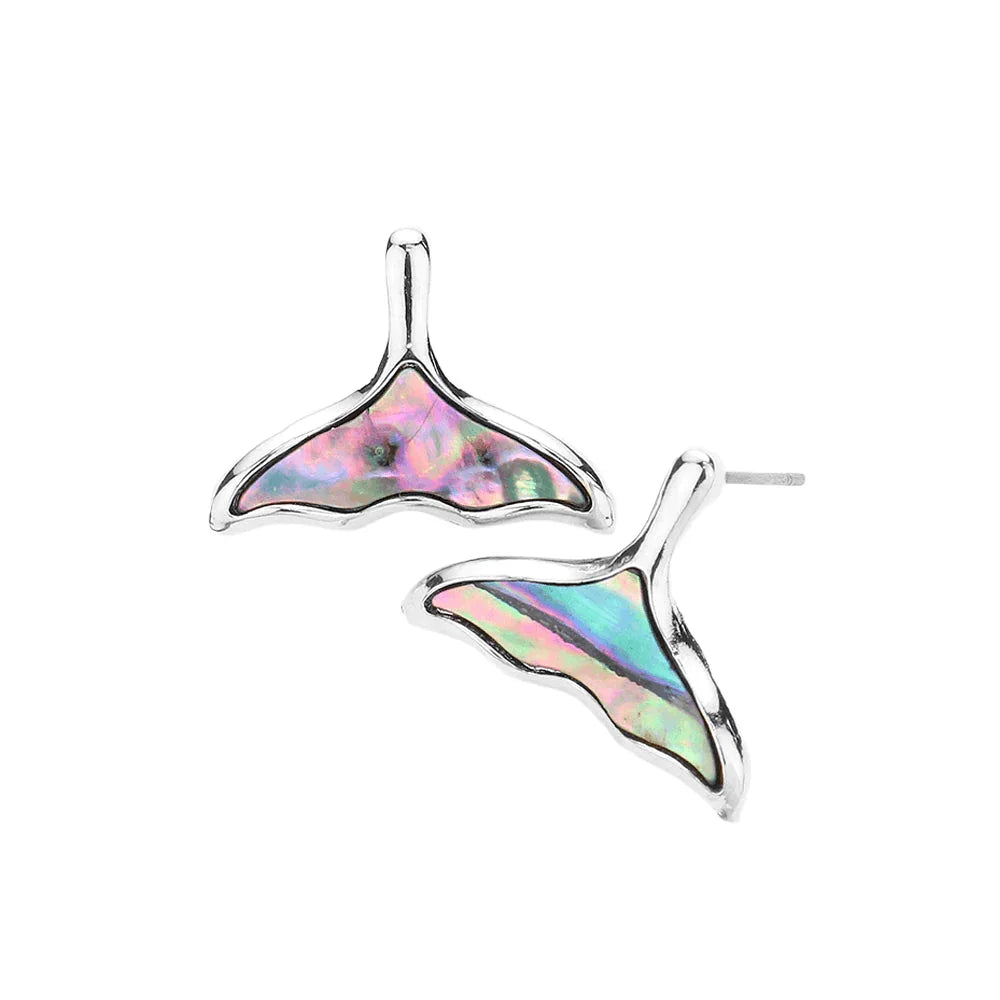 Abalone Whale Tail Stud Earrings - Jewelry Store by Erik Rayo