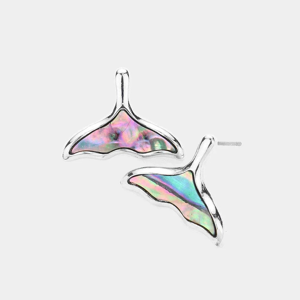 Abalone Whale Tail Stud Earrings - Jewelry Store by Erik Rayo