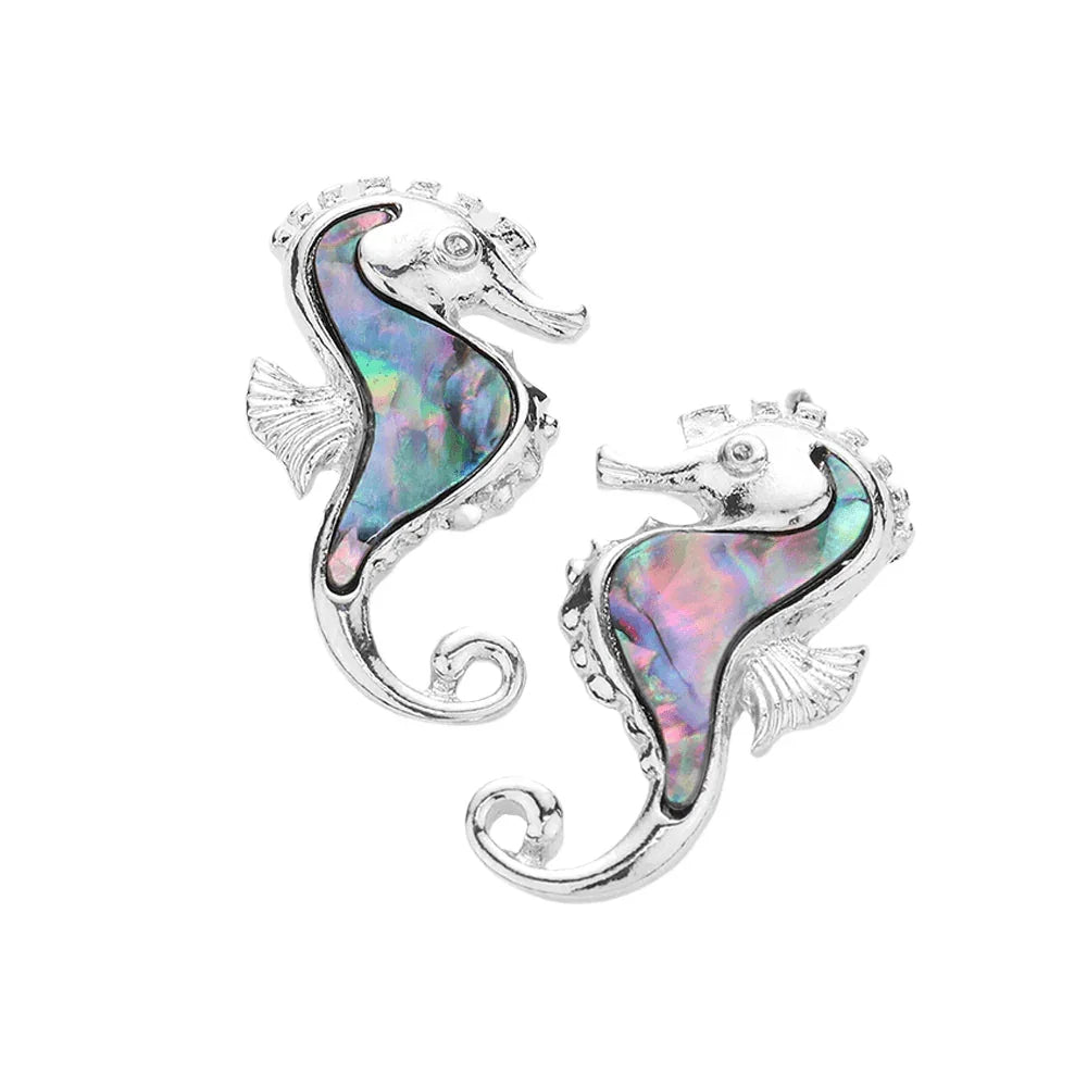 Abalone Seahorse Stud Earrings - Jewelry Store by Erik Rayo