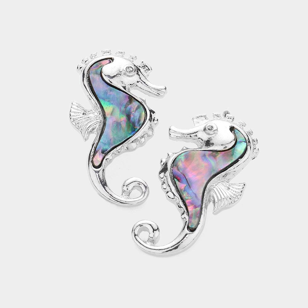 Abalone Seahorse Stud Earrings - Jewelry Store by Erik Rayo