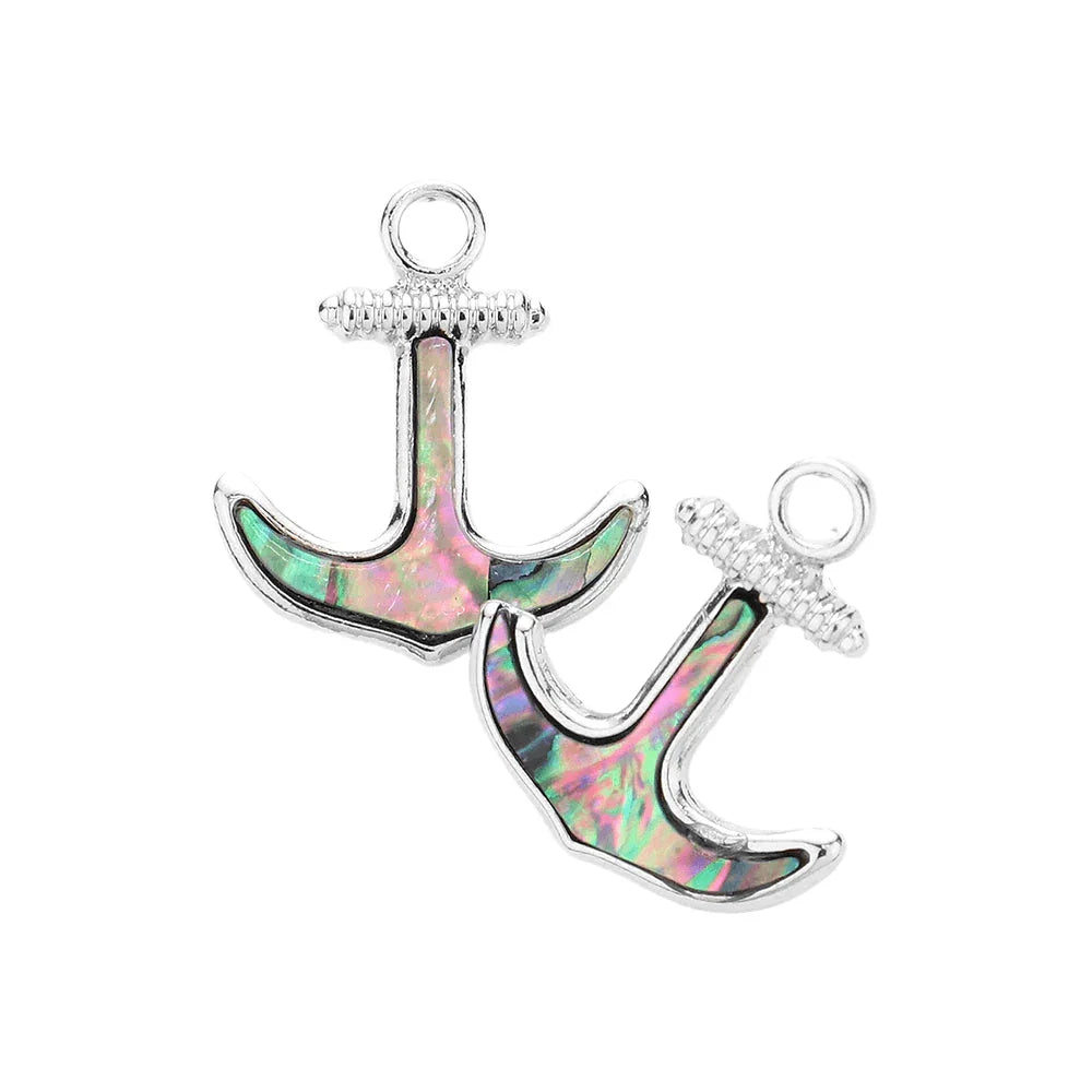 Abalone Anchor Stud Earrings - Jewelry Store by Erik Rayo