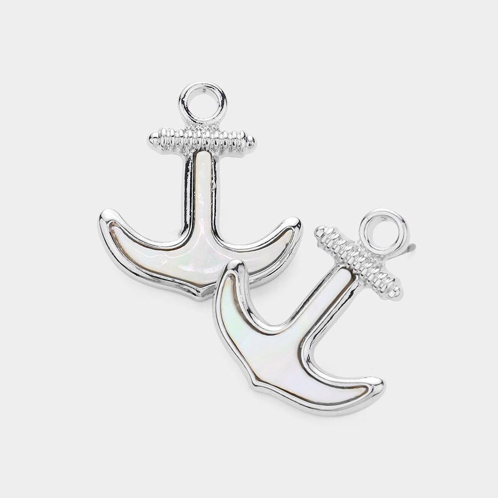 Mother of Pearl Anchor Stud Earrings - Jewelry Store by Erik Rayo