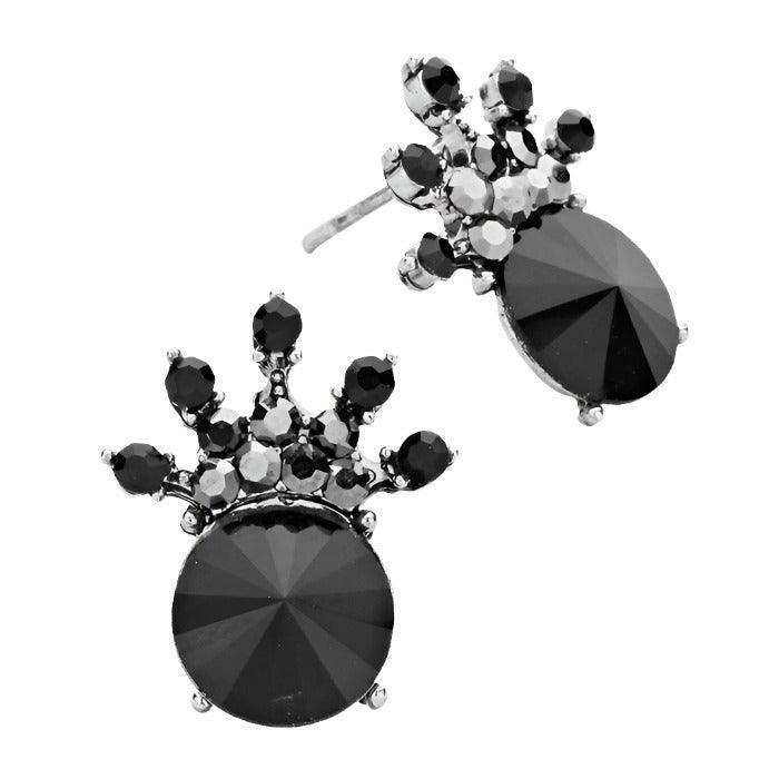 Silver Round cut crystal stud earrings - Jewelry Store by Erik Rayo