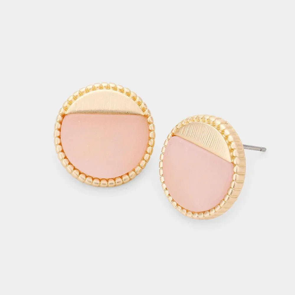 Natural Stone Accented Round Stud Earrings - Jewelry Store by Erik Rayo