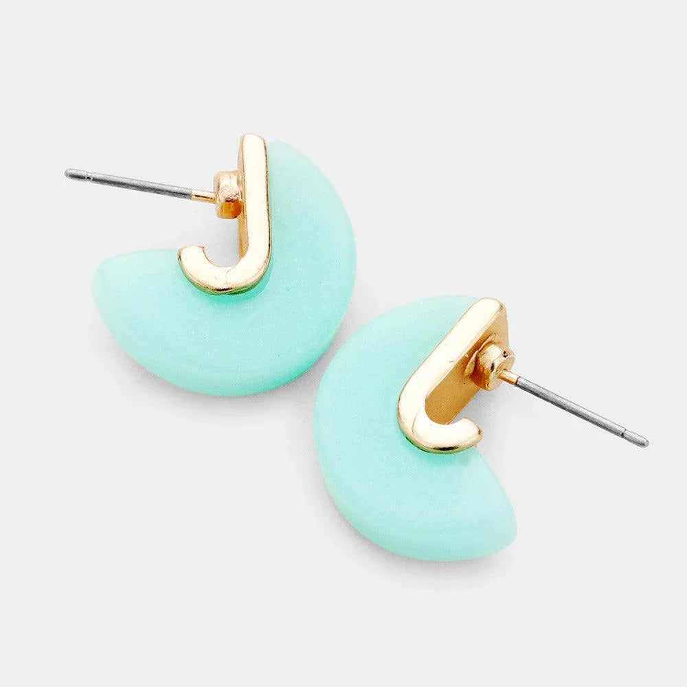 Gold Geometric Natural Stone Stud Earrings - Jewelry Store by Erik Rayo