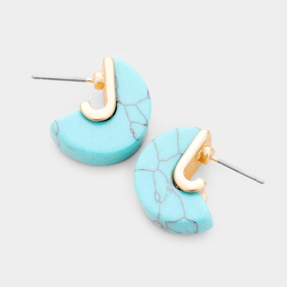 Turquoise Geometric Natural Stone Stud Earrings